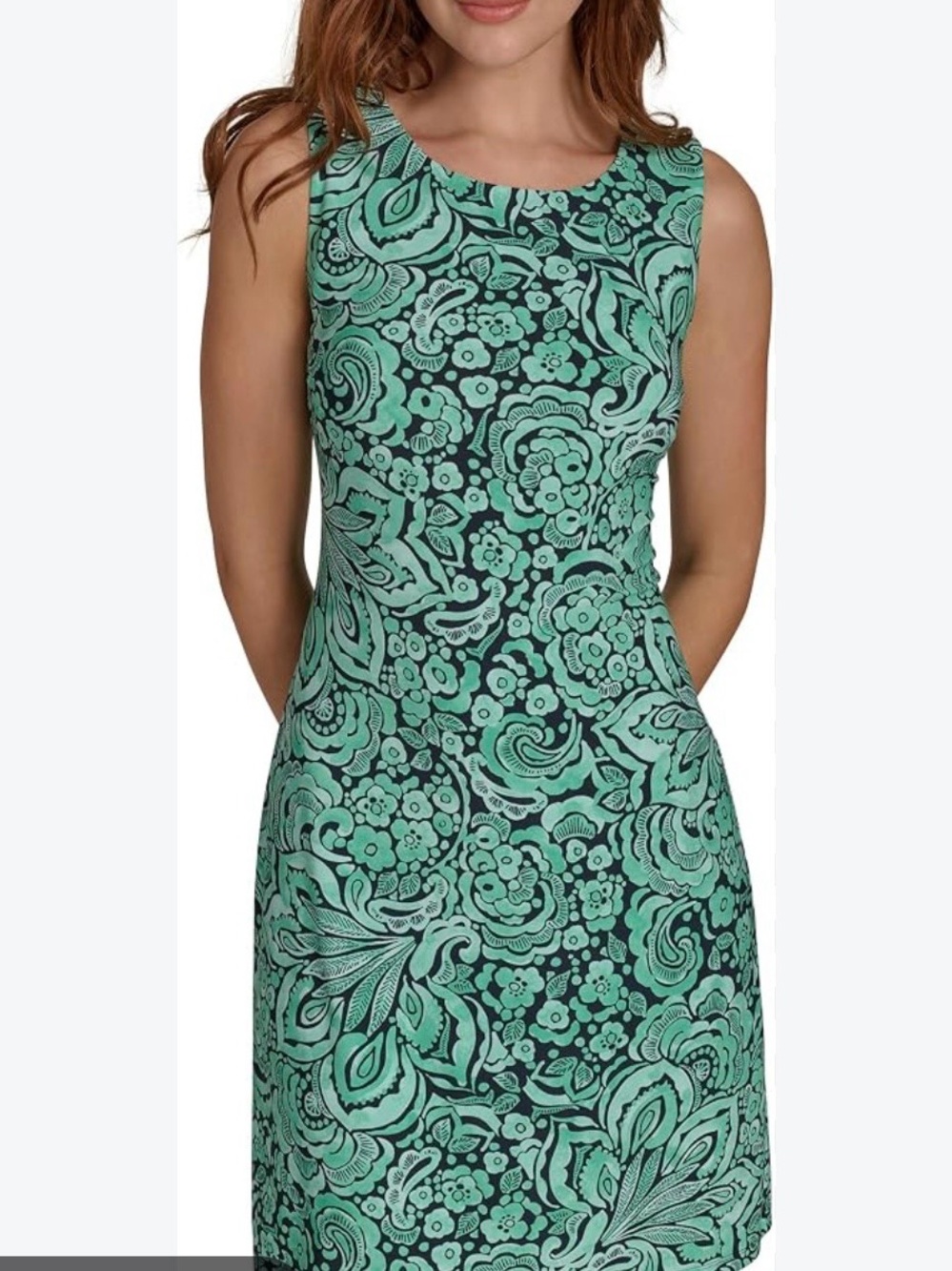 Tommy Hilfiger Sleeveless Mint Floral Sheath Dress Sz 10 nwt